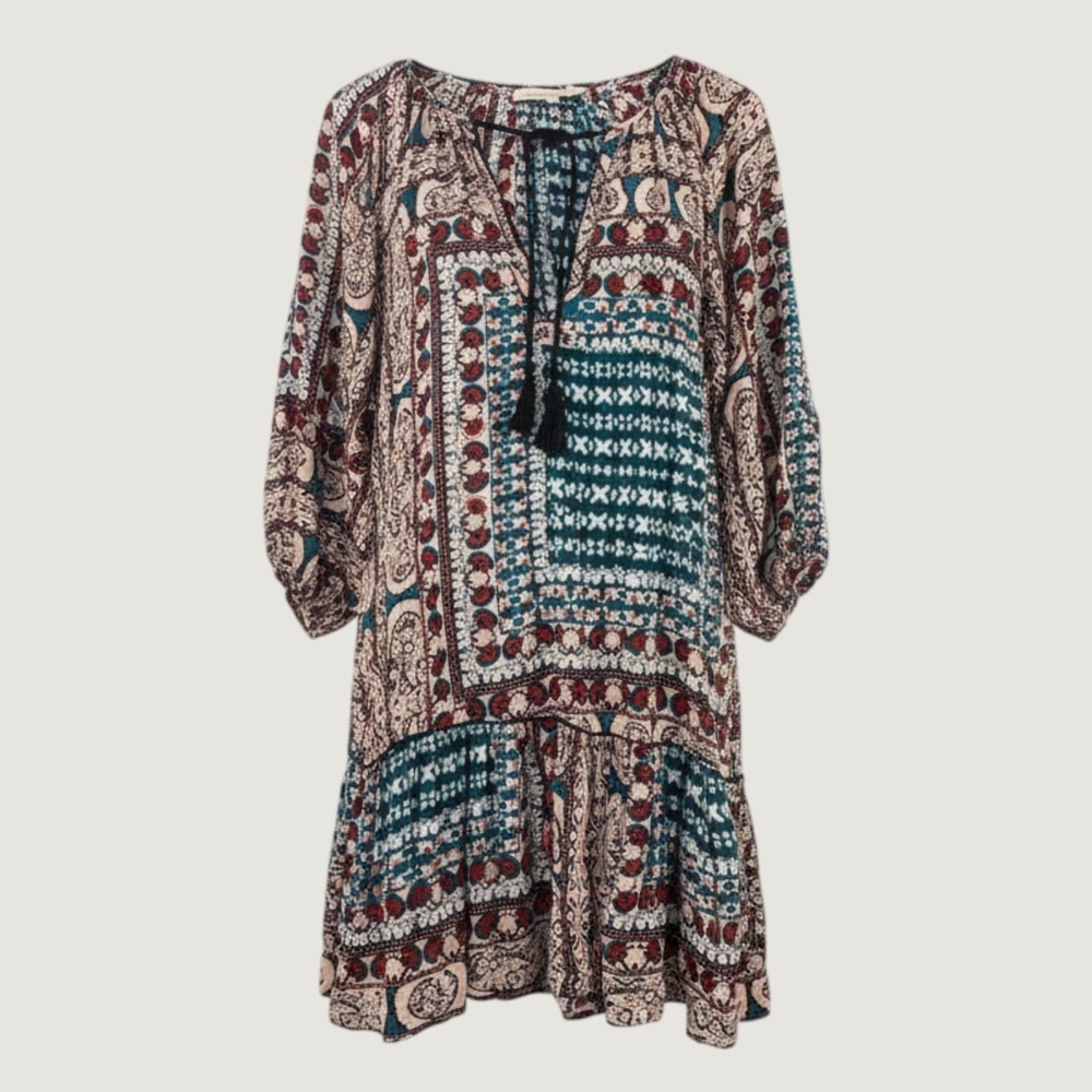 Cleobella Tunic Dress Blouse Women S Boho Paisley Peasant Flowy Beach Whimsy